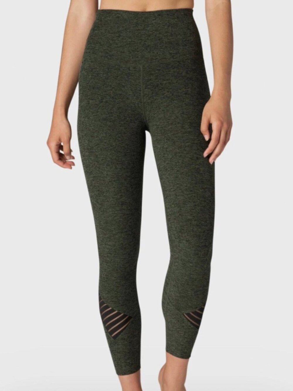 Beyond Yoga Spacedye Stacked And Sliced High Waisted Midi Legging Green Medium